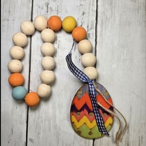 Hand Painted Vibrant Wooden Beads with Easter Egg